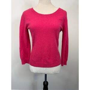 Garnet Hill Cashmere Pullover Sweater Poppy Pink Ballet Neck Size Small